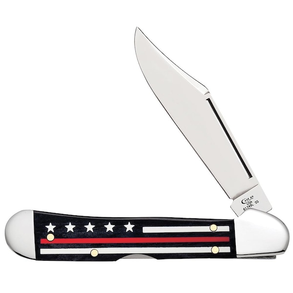 Case Cutlery Case Stripes Of Service Smooth Black Bone W/Color Inlays Red Line Mini Copperlock 61749L Ss CAS-07312 - main